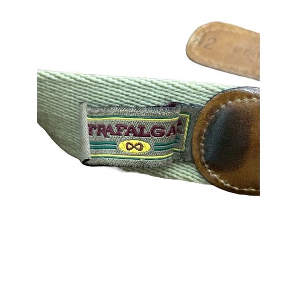 Vintage Trafalgar Khaki 1990s Canvas Leather Belt - Picture 1 of 2